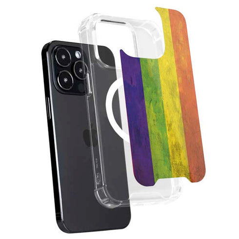 Distressed Rainbow Flag iPhone 16 Pro Max MagSafe Case