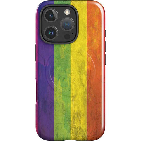 Distressed Rainbow Flag iPhone 16 Pro Max Magsafe Impact Case