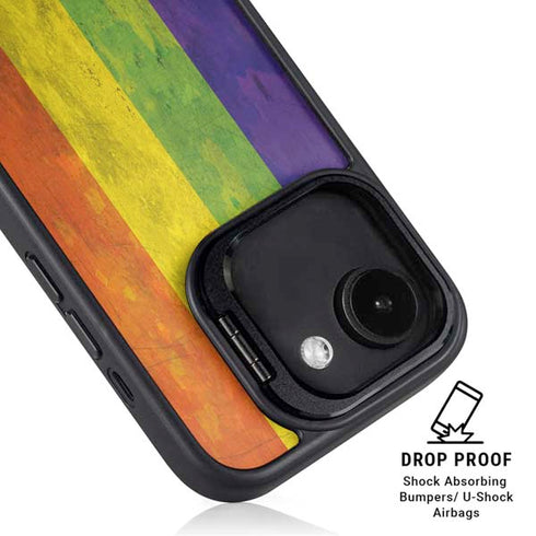 Distressed Rainbow Flag iPhone 16e Kickstand Case