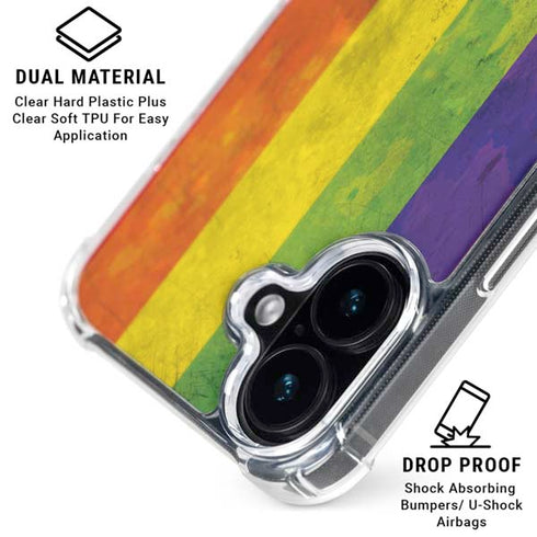 Distressed Rainbow Flag iPhone 17 Clear Case