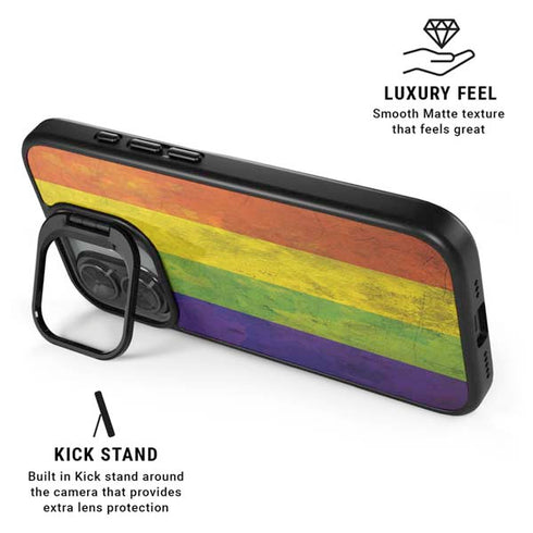 Distressed Rainbow Flag iPhone 17 Kickstand Case