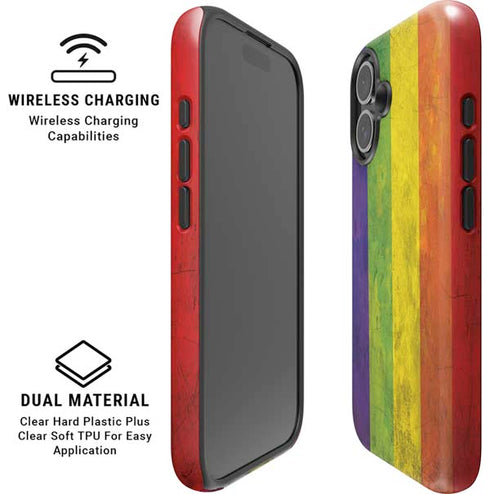 Distressed Rainbow Flag iPhone 17 Magsafe Impact Case