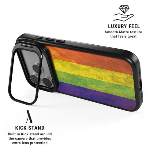 Distressed Rainbow Flag iPhone 17 Pro Kickstand Case