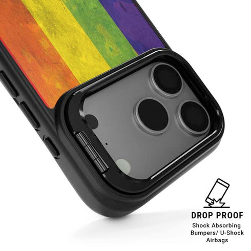 Distressed Rainbow Flag iPhone 17 Pro Kickstand Case