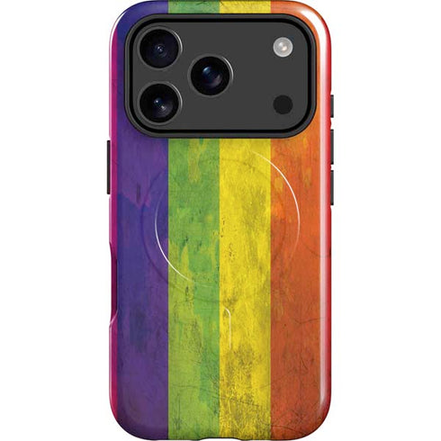 Distressed Rainbow Flag iPhone 17 Pro Magsafe Impact Case