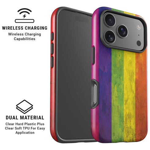 Distressed Rainbow Flag iPhone 17 Pro Magsafe Impact Case