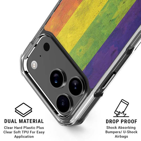 Distressed Rainbow Flag iPhone 18 Pro Clear Case