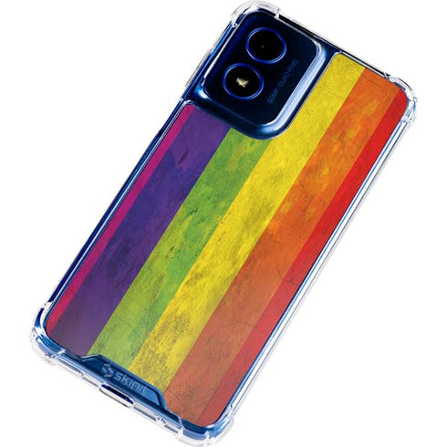 Distressed Rainbow Flag Moto G Play 4G (2024) Clear Case
