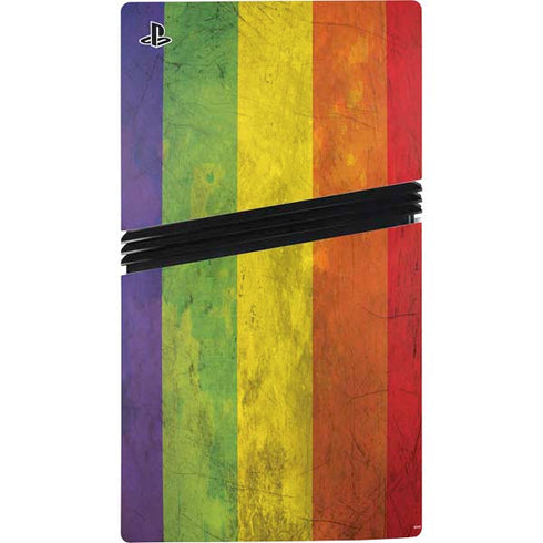 Distressed Rainbow Flag PS5 Pro Disk Bundle Skin
