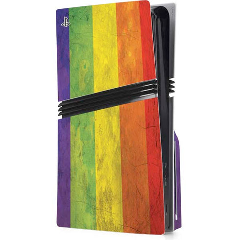 Distressed Rainbow Flag PS5 Pro Disk Console Skin