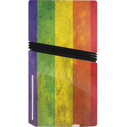 Distressed Rainbow Flag PS5 Pro Disk Console Skin