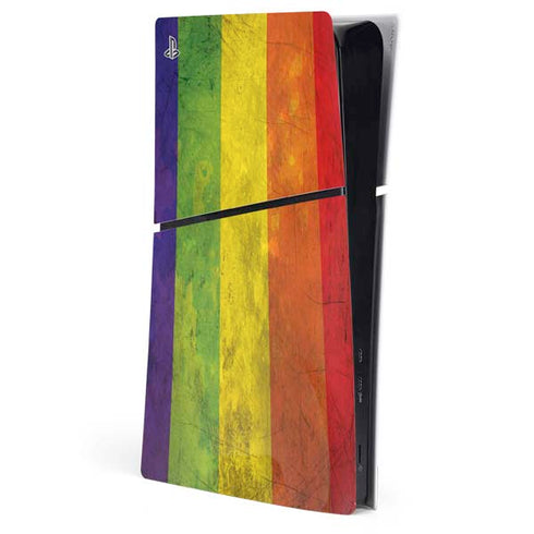 Distressed Rainbow Flag PS5 Slim Digital Edition Console Skin