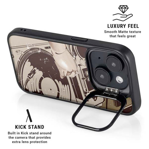DJ Spinning iPhone 15 Plus Kickstand Case