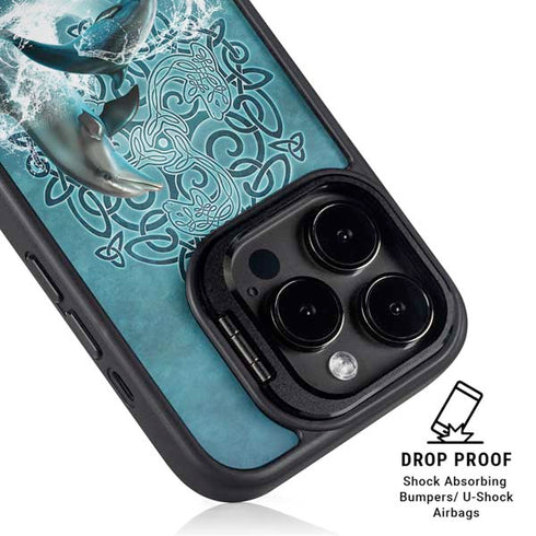 Dolphin Celtic Knot by Brigid Ashwood iPhone 15 Pro Max Kickstand Case