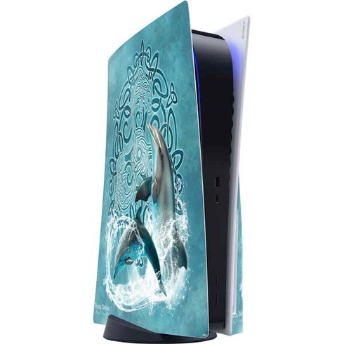 Dolphin Celtic Knot by Brigid Ashwood PlayStation PS5 Skins