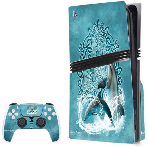 Dolphin Celtic Knot by Brigid Ashwood PlayStation PS5 Skins