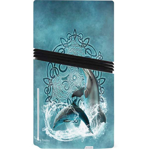 Dolphin Celtic Knot by Brigid Ashwood PS5 Pro Disk Bundle Skin