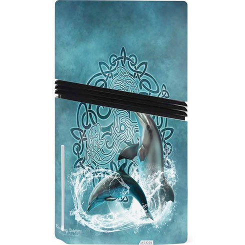 Dolphin Celtic Knot by Brigid Ashwood PS5 Pro Disk Console Skin