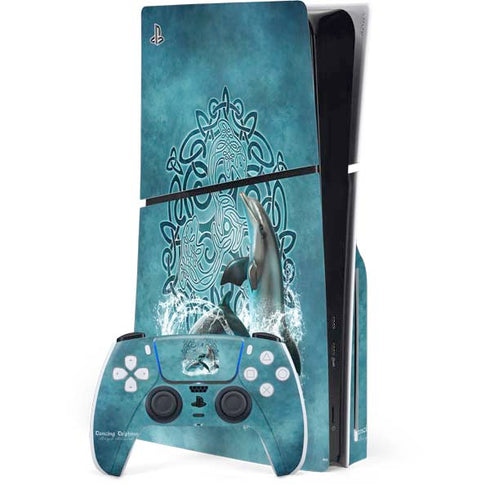 Dolphin Celtic Knot by Brigid Ashwood PlayStation PS5 Skins