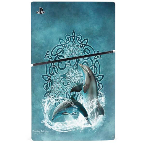 Dolphin Celtic Knot by Brigid Ashwood PS5 Slim Digital Edition Console Skin