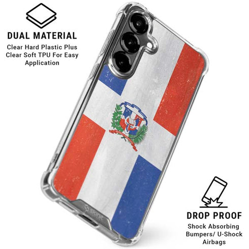 Dominican Republic Flag Distressed Galaxy S26 Plus Clear Case