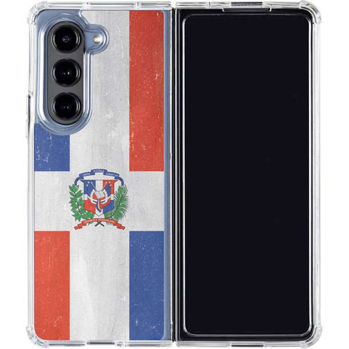 Dominican Republic Flag Distressed Galaxy Z Fold5 5G Clear Case