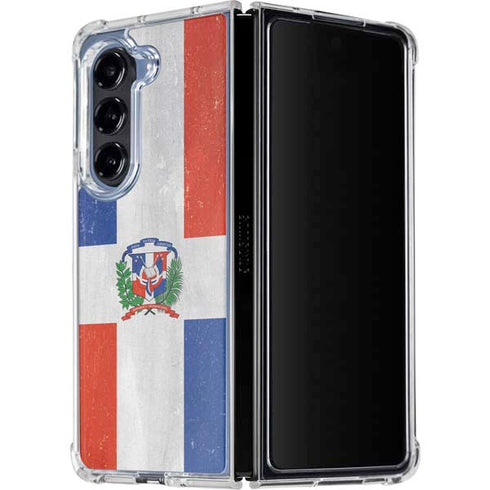 Dominican Republic Flag Distressed Galaxy Z Fold5 5G Clear Case