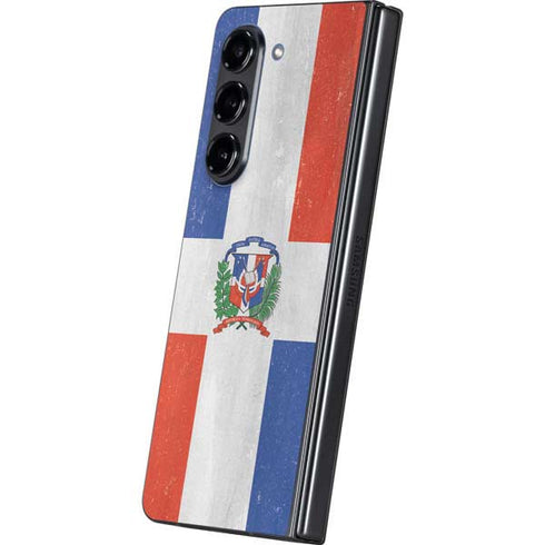 Dominican Republic Flag Distressed Galaxy Z Fold5 5G Skin