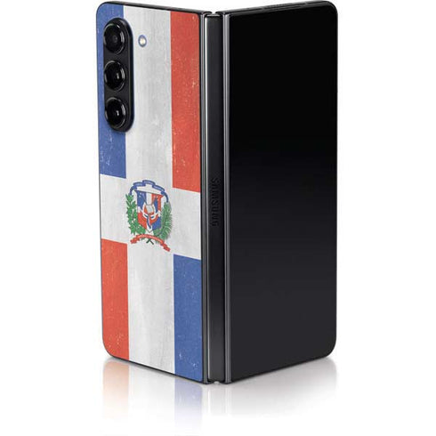 Dominican Republic Flag Distressed Galaxy Z Fold5 5G Skin