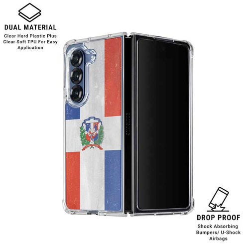 Dominican Republic Flag Distressed Galaxy Z Fold6 Clear Case