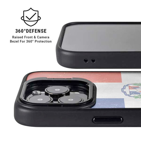Dominican Republic Flag Distressed iPhone 14 Pro Max Kickstand Case
