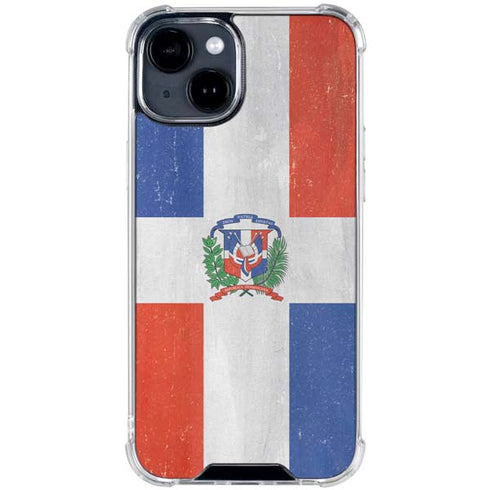 Dominican Republic Flag Distressed iPhone 15 Clear Case