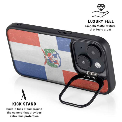 Dominican Republic Flag Distressed iPhone 15 Kickstand Case