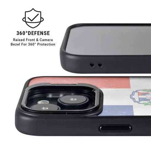 Dominican Republic Flag Distressed iPhone 15 Kickstand Case