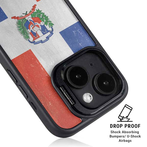 Dominican Republic Flag Distressed iPhone 15 Kickstand Case
