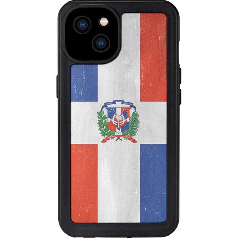 Dominican Republic Flag Distressed iPhone 15 Plus Waterproof Case