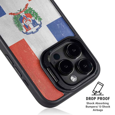 Dominican Republic Flag Distressed iPhone 15 Pro Max Kickstand Case