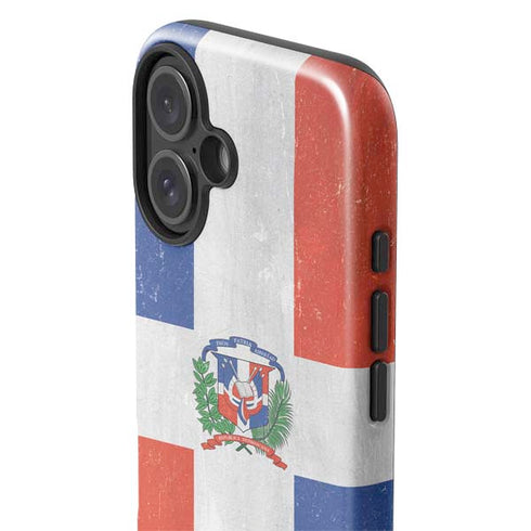 Dominican Republic Flag Distressed iPhone 16 Plus Impact Case