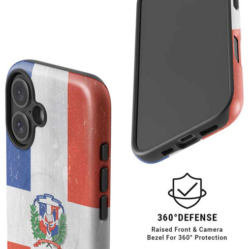 Dominican Republic Flag Distressed iPhone 16 Plus Magsafe Impact Case