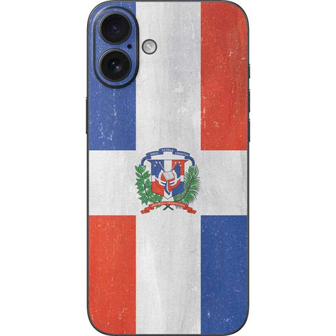 Dominican Republic Flag Distressed iPhone 16 Plus Skin
