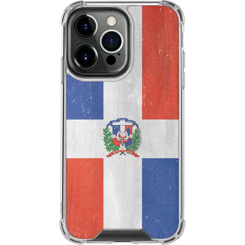 Dominican Republic Flag Distressed iPhone 16 Pro Clear Case