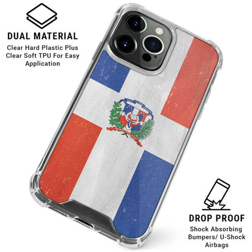 Dominican Republic Flag Distressed iPhone 16 Pro Clear Case