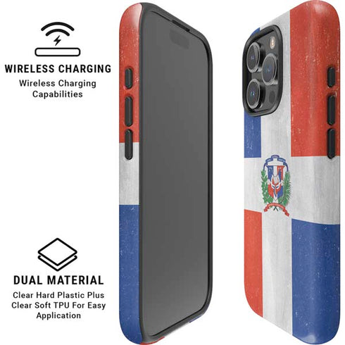 Dominican Republic Flag Distressed iPhone 16 Pro Magsafe Impact Case