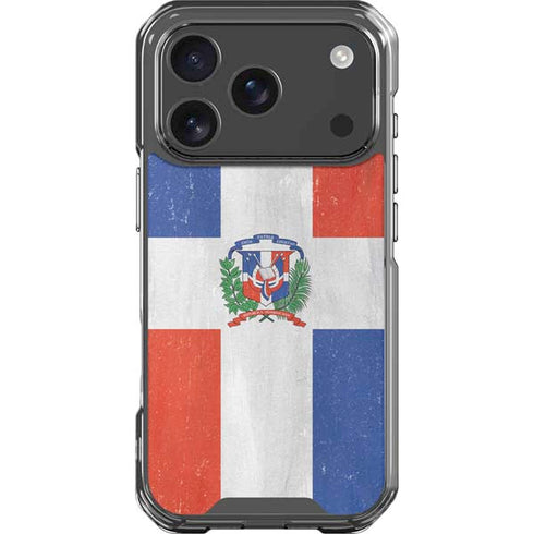 Dominican Republic Flag Distressed iPhone 18 Pro Clear Case