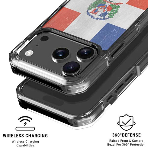 Dominican Republic Flag Distressed iPhone 18 Pro Clear Case