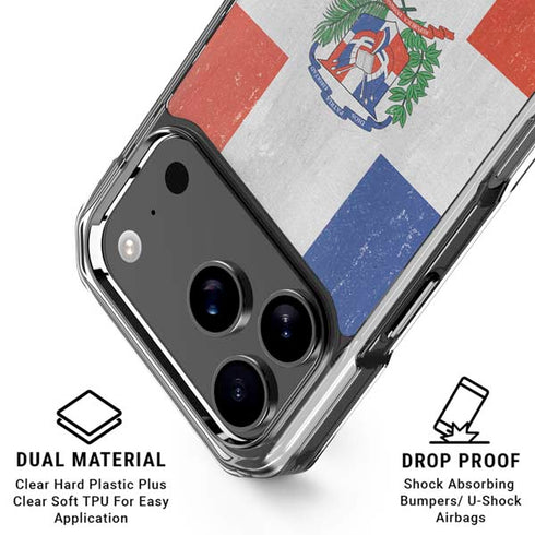 Dominican Republic Flag Distressed iPhone 18 Pro Clear Case