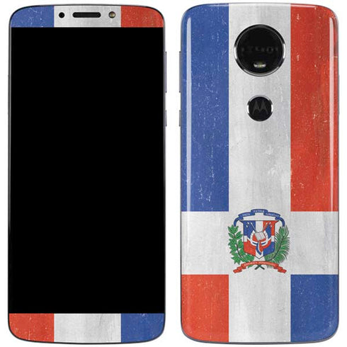 Dominican Republic Flag Distressed Moto E5 Plus Skin