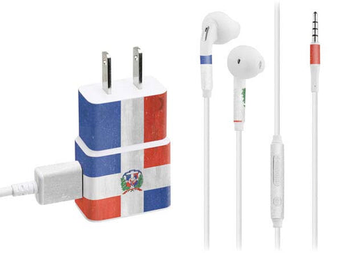 Dominican Republic Flag Distressed Phone Charger Skin