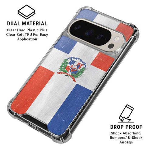 Dominican Republic Flag Distressed Pixel 9 Pro XL Clear Case