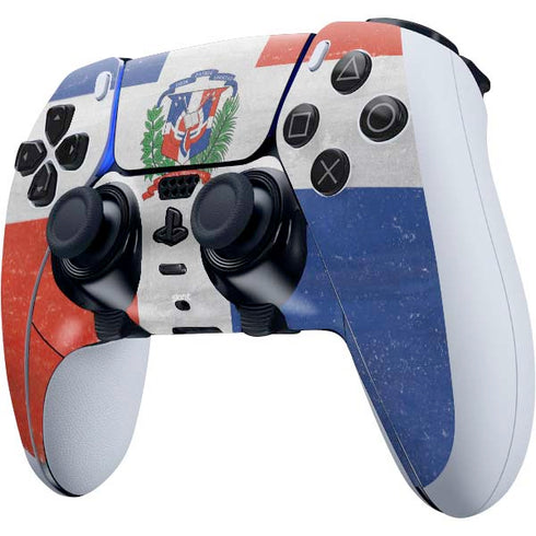 Dominican Republic Flag Distressed PS5 DualSense Edge Pro Controller Skin